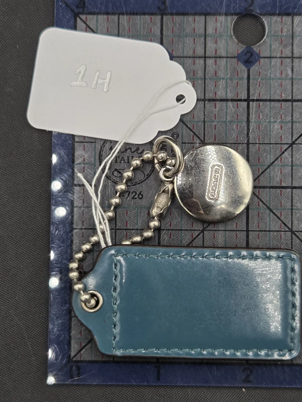 COACH Teal Leather Bag Charm Keychain